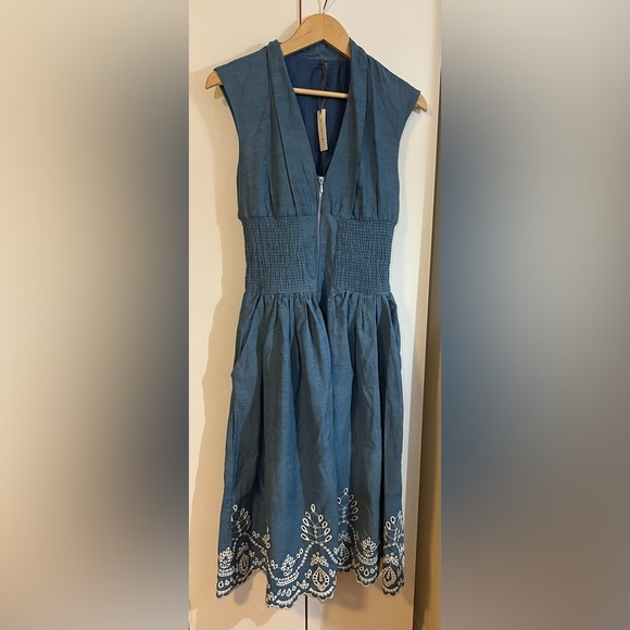 Anthropologie The Tommie Denim Eyelet Trim Dress Size Small NWT - Picture 7 of 16